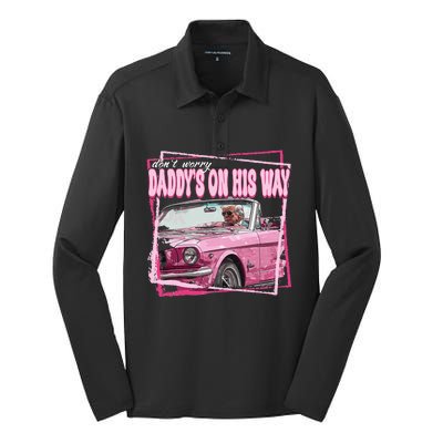 Funny DaddyS Home Trump Pink 2024 Take America Back 2024 Silk Touch Performance Long Sleeve Polo