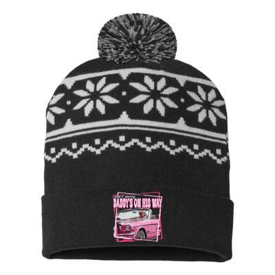 Funny DaddyS Home Trump Pink 2024 Take America Back 2024 USA-Made Snowflake Beanie