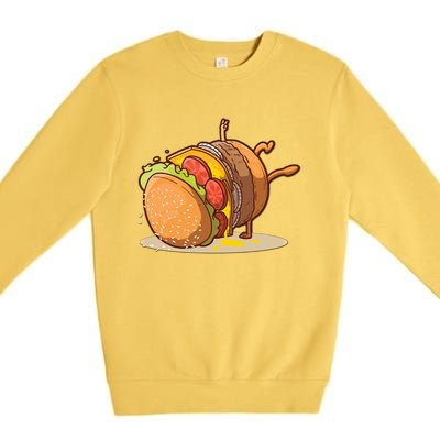 Funny Dancing Hamburger Gift Premium Crewneck Sweatshirt