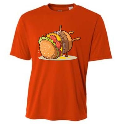 Funny Dancing Hamburger Gift Cooling Performance Crew T-Shirt