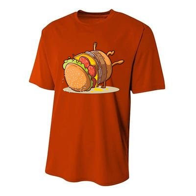 Funny Dancing Hamburger Gift Performance Sprint T-Shirt