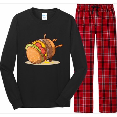 Funny Dancing Hamburger Gift Long Sleeve Pajama Set