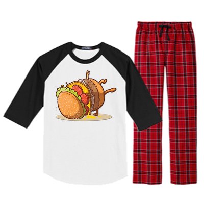 Funny Dancing Hamburger Gift Raglan Sleeve Pajama Set