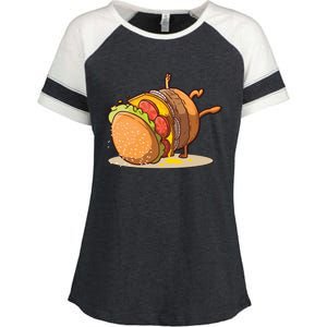 Funny Dancing Hamburger Gift Enza Ladies Jersey Colorblock Tee