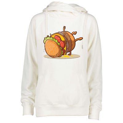 Funny Dancing Hamburger Gift Womens Funnel Neck Pullover Hood