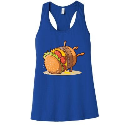 Funny Dancing Hamburger Gift Women's Racerback Tank