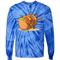 Funny Dancing Hamburger Gift Tie-Dye Long Sleeve Shirt