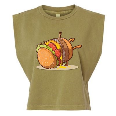 Funny Dancing Hamburger Gift Garment-Dyed Women's Muscle Tee