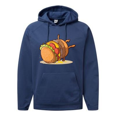 Funny Dancing Hamburger Gift Performance Fleece Hoodie