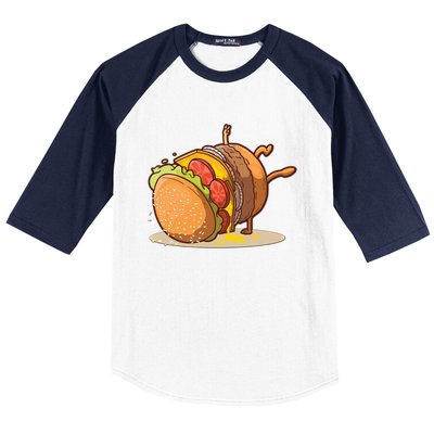 Funny Dancing Hamburger Gift Baseball Sleeve Shirt