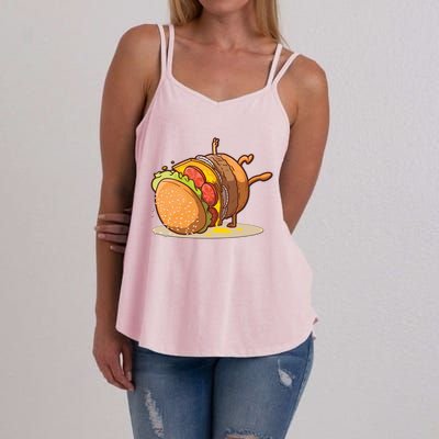 Funny Dancing Hamburger Gift Women's Strappy Tank