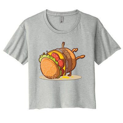 Funny Dancing Hamburger Gift Women's Crop Top Tee