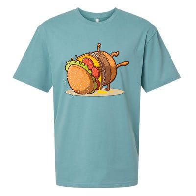 Funny Dancing Hamburger Gift Sueded Cloud Jersey T-Shirt