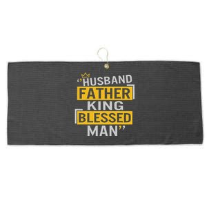 Fathers Day Husband Father King Blessed Man Dad To Be Daddy Large Microfiber Waffle Golf Towel