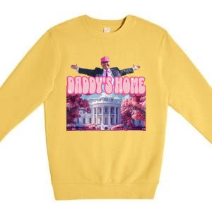 Funny DaddyS Home Trump Pink 2024 Take America Back 2024 Premium Crewneck Sweatshirt