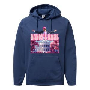 Funny DaddyS Home Trump Pink 2024 Take America Back 2024 Performance Fleece Hoodie