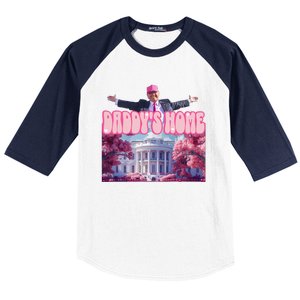 Funny DaddyS Home Trump Pink 2024 Take America Back 2024 Baseball Sleeve Shirt