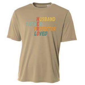 Fathers Day Husband Father Protector Hero Loved Dad Cooling Performance Crew T-Shirt