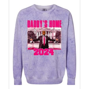 Funny DaddyS Home Trump Pink 2024 Take America Back 2024 Colorblast Crewneck Sweatshirt