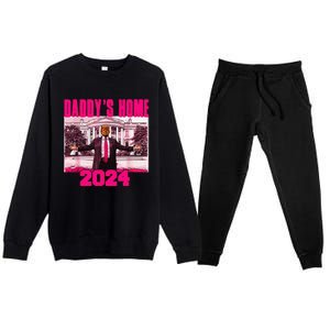 Funny DaddyS Home Trump Pink 2024 Take America Back 2024 Premium Crewneck Sweatsuit Set