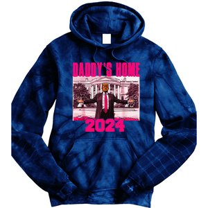 Funny DaddyS Home Trump Pink 2024 Take America Back 2024 Tie Dye Hoodie