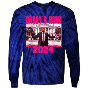 Funny DaddyS Home Trump Pink 2024 Take America Back 2024 Tie-Dye Long Sleeve Shirt