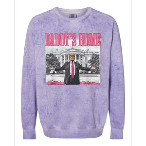 Funny DaddyS Home Trump Pink 2024 Take America Back 2024 Colorblast Crewneck Sweatshirt