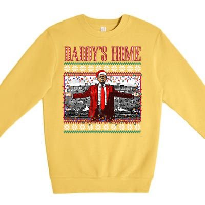 Funny DaddyS Home Trump Ugly Christmas Xmas Pajamas Funny Gift Premium Crewneck Sweatshirt