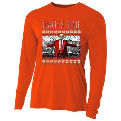 Funny DaddyS Home Trump Ugly Christmas Xmas Pajamas Funny Gift Cooling Performance Long Sleeve Crew