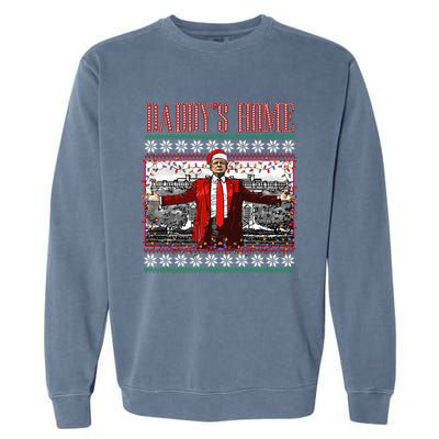 Funny DaddyS Home Trump Ugly Christmas Xmas Pajamas Funny Gift Garment-Dyed Sweatshirt