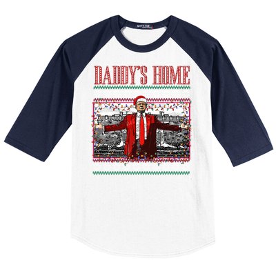 Funny DaddyS Home Trump Ugly Christmas Xmas Pajamas Funny Gift Baseball Sleeve Shirt