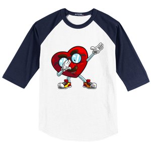 Funny Dabbing Heart Gift Cool Dance Lover Valentine's Day Gift Baseball Sleeve Shirt