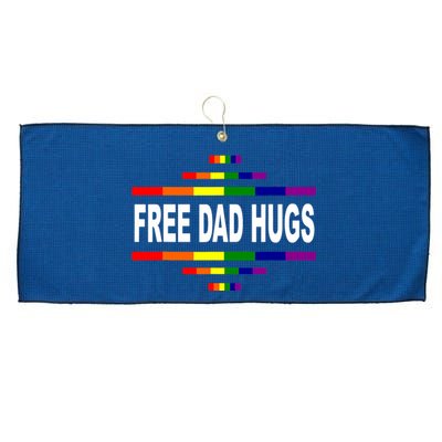 Free Dad Hugs LGBT Rainbow Pride Fathers Day Gift Large Microfiber Waffle Golf Towel