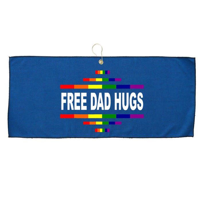 Free Dad Hugs LGBT Rainbow Pride Fathers Day Gift Large Microfiber Waffle Golf Towel