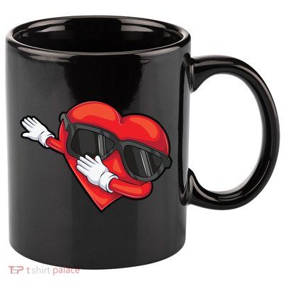 Funny Dabbing Heart Gift Cool Dance Lover Valentine's Day Gift 11oz C Handle Ceramic Mug