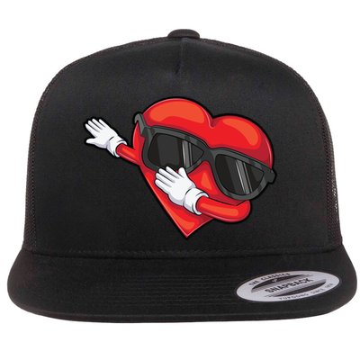 Funny Dabbing Heart Gift Cool Dance Lover Valentine's Day Gift Flatbill Hat