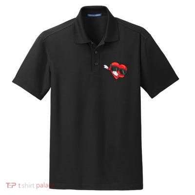 Funny Dabbing Heart Gift Cool Dance Lover Valentine's Day Gift Dry Zone Grid Polo
