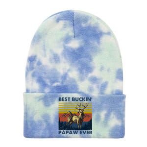 Fathers Day Hunting Gift Hunter Papa Best Buckin Papaw Ever Gift Tie Dye 12in Knit Beanie