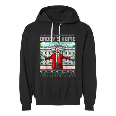 Funny Daddys Home Trump Ugly Christmas Sweater Pajamas Garment-Dyed Fleece Hoodie