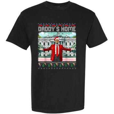 Funny Daddys Home Trump Ugly Christmas Sweater Pajamas Garment-Dyed Heavyweight T-Shirt