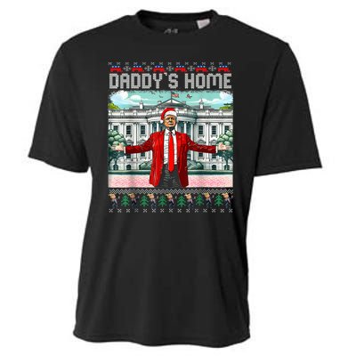 Funny Daddys Home Trump Ugly Christmas Sweater Pajamas Cooling Performance Crew T-Shirt