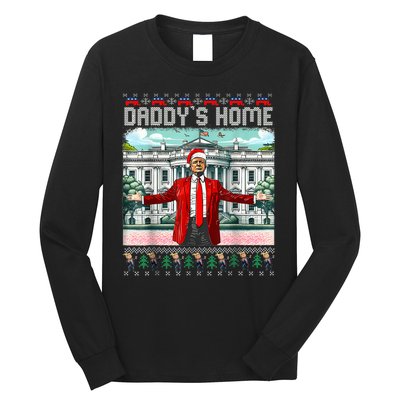 Funny Daddys Home Trump Ugly Christmas Sweater Pajamas Long Sleeve Shirt