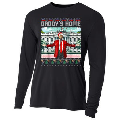 Funny Daddys Home Trump Ugly Christmas Sweater Pajamas Cooling Performance Long Sleeve Crew