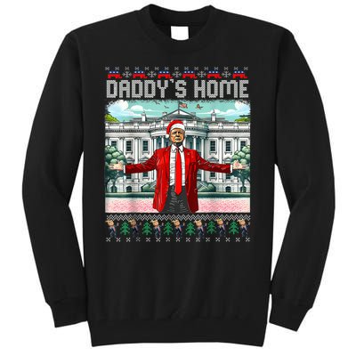 Funny Daddys Home Trump Ugly Christmas Sweater Pajamas Tall Sweatshirt