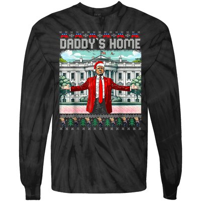 Funny Daddys Home Trump Ugly Christmas Sweater Pajamas Tie-Dye Long Sleeve Shirt