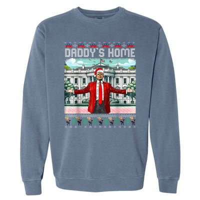 Funny Daddys Home Trump Ugly Christmas Sweater Pajamas Garment-Dyed Sweatshirt