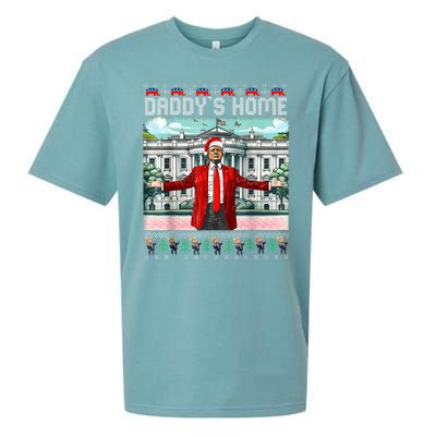 Funny Daddys Home Trump Ugly Christmas Sweater Pajamas Sueded Cloud Jersey T-Shirt