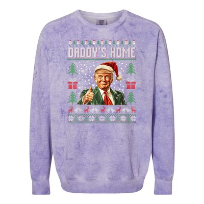 Funny DaddyS Home Trump Ugly Christmas Sweater Xmas Pajamas Colorblast Crewneck Sweatshirt