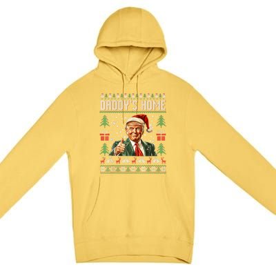 Funny DaddyS Home Trump Ugly Christmas Sweater Xmas Pajamas Premium Pullover Hoodie