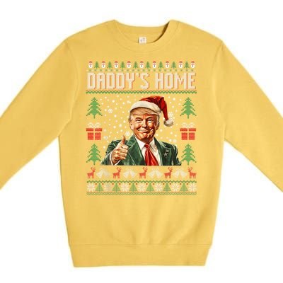 Funny DaddyS Home Trump Ugly Christmas Sweater Xmas Pajamas Premium Crewneck Sweatshirt